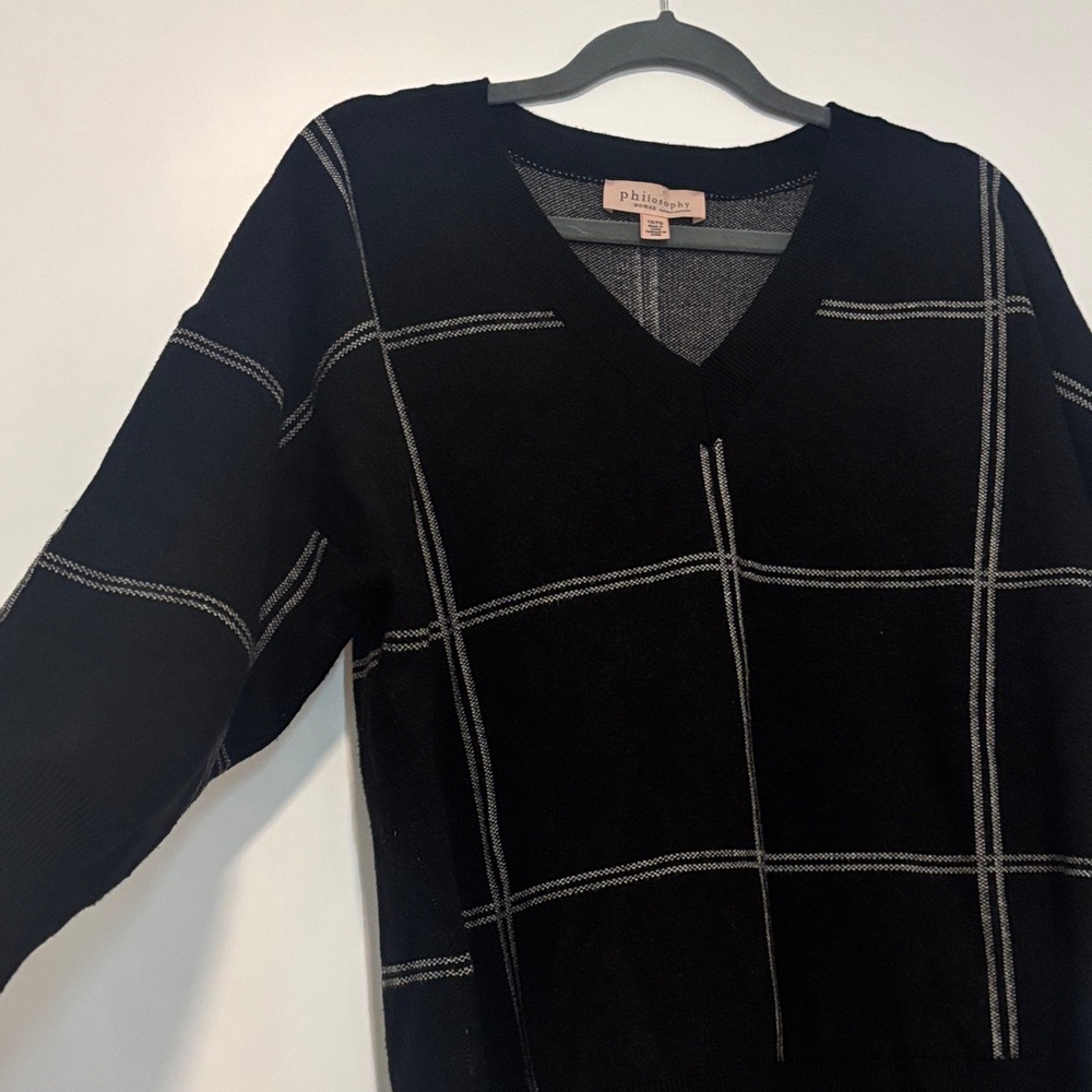 Philosophy V-Neck flowy plaid knit Sweater Sz 1X